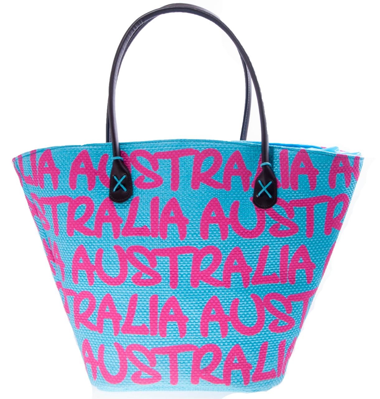 RA36A Woven Beach Bag Blue/Pink